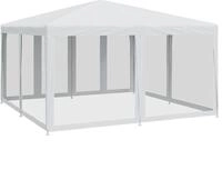 vidaXL Partyzelt mit 8 Mesh-Seitenteilen Wei&szlig; 4x4 m HDPE