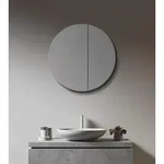 Spiegelschrank 60 cm, rund, Alukorpus silbermatt, 2 Ablagen, IP24 - Silber