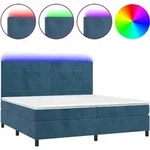 vidaXL Boxspringbett mit Matratze & LED Dunkelblau 200x200 cm Samt - Blau