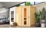 Karibu Sauna Innensauna Nanja Eckeinstieg Ofen 3,6 kW intgr. Strg 151x151x198 cm ohne