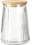 Excellent Houseware Glasbeh&auml;lter 1000 ml braun transparent Bambus Silikon Glas