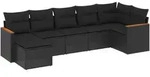 vidaXL 7-tlg. Garten-Sofagarnitur mit Kissen Schwarz Poly Rattan - Schwarz