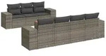 vidaXL 8-tlg. Garten-Sofagarnitur mit Kissen Grau Poly Rattan - Grau