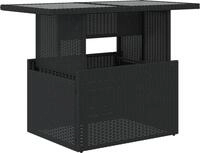 vidaXL Gartentisch mit Glasplatte Schwarz 100x55x73 cm Poly Rattan
