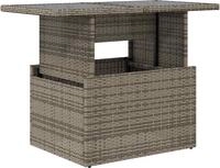 vidaXL Gartentisch mit Glasplatte Grau 100x55x73 cm Poly Rattan