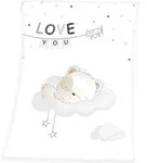 Sleeping Little Bear Soft Peach Decke / Babydecke, 75x100 cm - Wei&szlig;