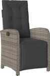 vidaXL Gartensessel mit Fu&szlig;teil Verstellbar Grau Poly Rattan