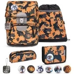 Belmil Motion ergonomisches Schulranzen Set 5-teilig "Orange Camouflage" aus