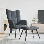 vidaXL Relaxsessel mit Hocker Dunkelgrau Samt - Dunkelgrau