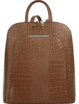 Damen Rucksack aus Rindleder, Cognac, A4-tauglich, Smartphonefach, 29x28x12 cm -