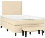 vidaXL Boxspringbett mit Matratze Creme 120x190 cm Stoff - Creme
