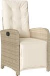 Gartensessel mit Fu&szlig;teil Verstellbar Beige Poly Rattan
