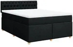 vidaXL Boxspringbett mit Matratze Schwarz 140x190 cm Stoff - Schwarz