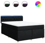 vidaXL Boxspringbett mit Matratze Schwarz 140x190 cm Stoff - Schwarz