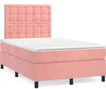 vidaXL Boxspringbett mit Matratze Rosa 120x190 cm Samt - Rosa