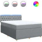vidaXL Boxspringbett mit Matratze Hellgrau 140x190 cm Stoff - Grau