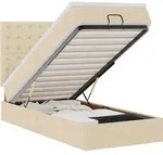 vidaXL Ottoman-Bett mit Matratze Creme 90x190 cm Stoff - Creme