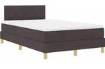 vidaXL LED Boxspringbett mit Kopfteil Dunkelbraun 120 x 190 cm Stoff - Braun