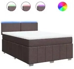 vidaXL Boxspringbett mit Matratze Dunkelbraun 140x200 cm Stoff - Braun