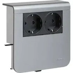Hager Ger&auml;tetraeger 2 f. Steckdose SL20080900D1 Dekor alu - Silber