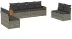 vidaXL 8-tlg. Garten-Sofagarnitur mit Kissen Grau Poly Rattan - Grau