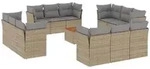 vidaXL 13-tlg. Garten-Sofagarnitur mit Kissen Beige Poly Rattan - Beige