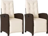 Gartensessel mit Fu&szlig;teil 2 Stk. Verstellbar Braun Poly Rattan