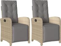 Gartensessel mit Fu&szlig;teil 2 Stk. Verstellbar Poly Rattan