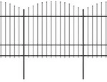 vidaXL Gartenzaun mit Speerspitze Stahl 504 x 175 cm Schwarz - Schwarz