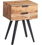 WOHNLING Nachtkonsole 47 x 65 x 35 cm Akazie Massivholz Nachttisch Boxspringbett
