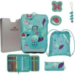 DerDieDas Schulranzen ErgoFlex Easy Set 6-teilig Butterfly Garden t&uuml;rkis - T&uuml;rkis