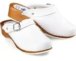 CLOGS Pantolette Sandalette Holz Leder Holzschuhe Holzclogs Damen Klotschen Wei&szlig; 36