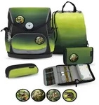 Belmil Compact Plus Premium Schulranzen Set 5-teilig "Black Green" - Gr&uuml;n