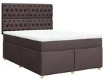 vidaXL Boxspringbett mit Matratze Dunkelbraun 140x200 cm Stoff - Braun