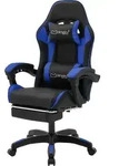 ML-Design Gaming Stuhl mit Fu&szlig;st&uuml;tze, Schwarz-Blau aus Kunstleder, Ergonomischer