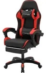 ML-Design Gaming Stuhl mit Fu&szlig;st&uuml;tze, Schwarz-Rot aus Kunstleder, Ergonomischer