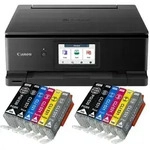 Canon PIXMA TS8750 Tintenstrahl Multifunktionsdrucker schwarz mit 12 kompatiblen XXL