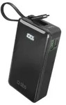 SBS 10.000 mAh-Powerbank mit integriertem USB-C Kabel - Schwarz