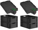 SuperSparSet 4x Eurobox NextGen Grip mit Scharnierdeckel und gr&uuml;nen