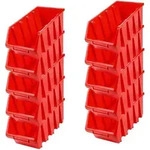 SuperSparSet 10x Sichtlagerbox 4 | HxBxT 15,5x20,4x34cm | Polypropylen | Rot - Rot