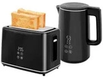 HOMCOM K&uuml;chenset mit Wasserkocher und Toaster, 7 Br&auml;unungsstufen, Edelstahl -