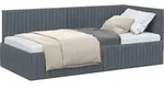 vidaXL Eckbettgestell mit Kopfteil Dunkelgrau 90 cm x 200 cm Samt - Grau