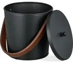 Relaxdays Ascheeimer mit Deckel, 4,5 Liter, Aschetonne mit Lederhenkel, f&uuml;r Kohle &