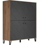 trendteam Montez Highboard Eiche Nachbildung/Graphit, B/H/T ca. 123/136/40 cm -