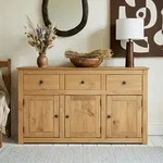 Sideboard CANCUN aus Massivholz - Landhaus Stil, mit 3 T&uuml;ren und Schubladen, moderne