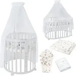 Mobiles Babybett OWAL aus Holz 7in1 mit Matratze, mitwachsend,Stoffe Wei&szlig;