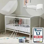Babybett mit Matratze Kinderbett 70x140 cm Umbaubares Gitterbett h&ouml;henverstellbar &