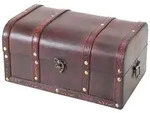 HMF Schatztruhe aus Holz mit Vintage Metallverschluss, 30 x 20 x 15 cm, Portugal -