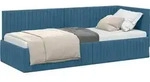 vidaXL Eckbettgestell mit Kopfteil Blau 80 cm x 200 cm Samt - Blau