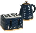 HOMCOM Wasserkocher-Toaster-Set mit 1,7 L Wasserkocher, 4 Scheiben-Toaster Blau...